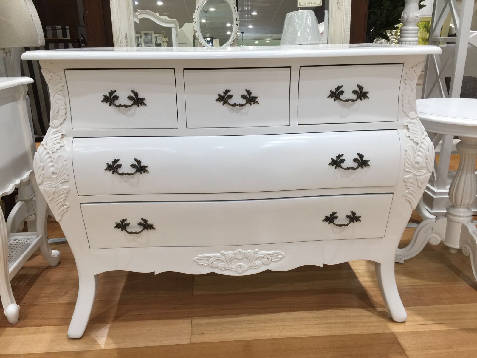 5 Drawer Carved Chest